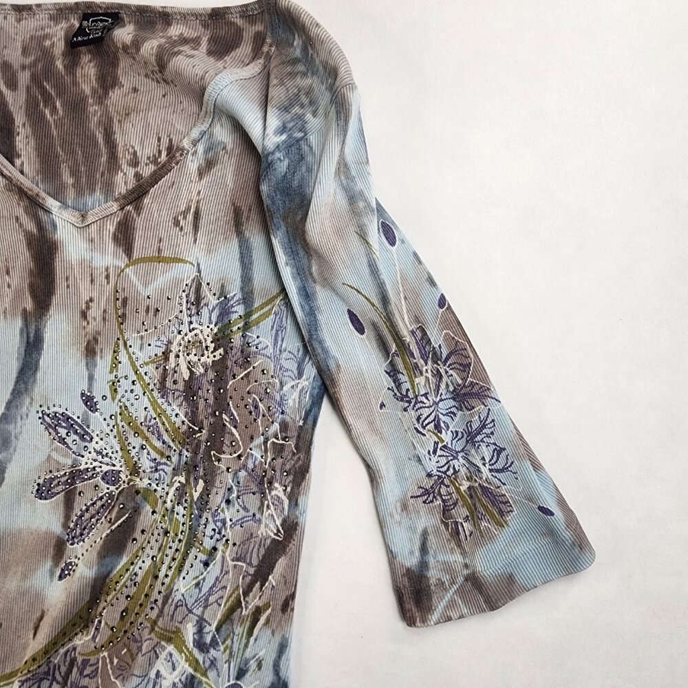 VTG Y2K Sledge USA Large L Thermal Graphic Shirt Cyber Fleur 3D Affliction Style - Picture 4 of 10